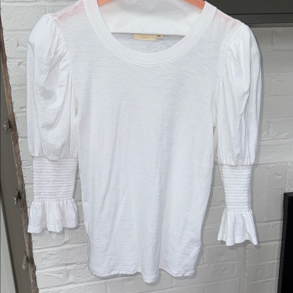NATION LTD Cadence Smocked Puffed Sleeve Tee Size XS
